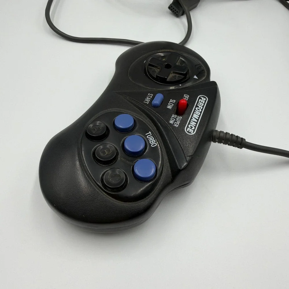 Performance Super Slow Turbo Controller Sega Genesis 6 Button Gamepad Black